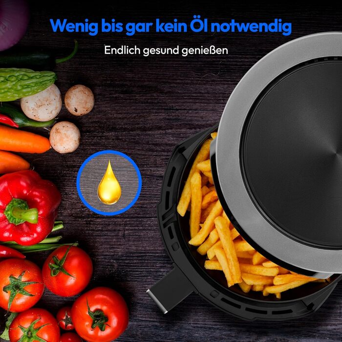 MEDION P40 L Фритюрниця без олії (4.7л, Airfryer, 1500 Вт, таймер 60 хв, до 200°C, антипригарне покриття, MD13030) білий (чорний)