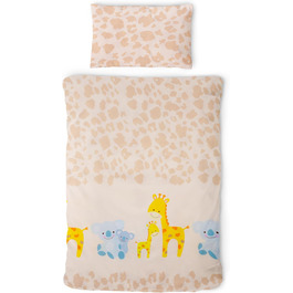 Комплект постільної білизни для дітей Gräfenstayn® з принтом тварин (жирафа, слон, коала) - 100% бавовна (ренфорс) - ковдра 135x100 см, подушка 60x40 см