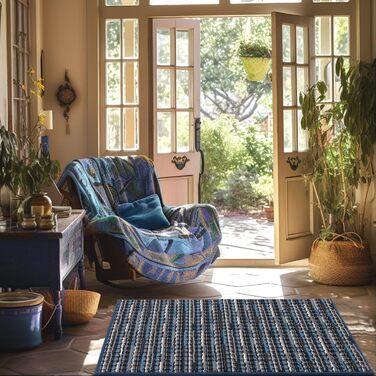 Килимок для дому 50x80 см, антиковзаючий, миючий, для входу, тераси, саду - блакитний