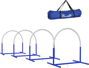 Набір для аджиліті для собак PawHut: 4 елементи, 88x64x95 см (блакитний+білий)