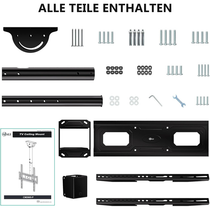 Кронштейн для телевізора WALI поворотний, настінний, 66-165 см (до 45 кг), VESA 400x400, чорний