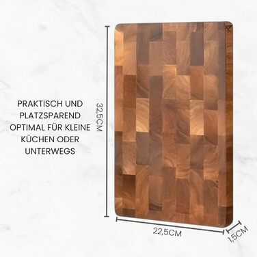 Premium Cutting Board made of Solid Acacia Wood - Antibacterial Wood & Dishwasher Safe - Ideal Kitchen Board for Hobby and Professional Chefs - 32.5 x 22.5 x 1.5 cm