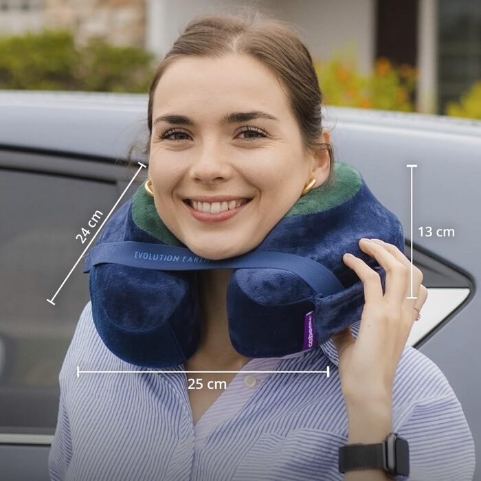 Подушка для шиї Cabeau Evolution Earth Deluxe з піною Memory Foam, чорна - найкраща підтримка голови, шиї та підборіддя