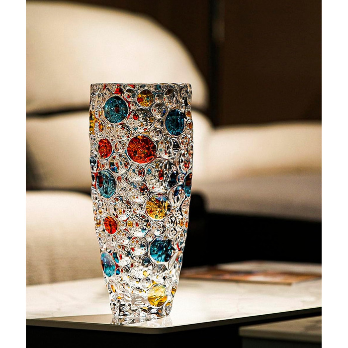 Ручна ваза з кришталевого скла з золотим візерунком, 30 см. Сучасна ваза для дому, весілля