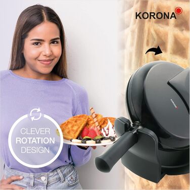 Вафельниця Korona Party з діаметром 18 см, 1000 Вт, автоматичне регулювання температури, червона (41004)