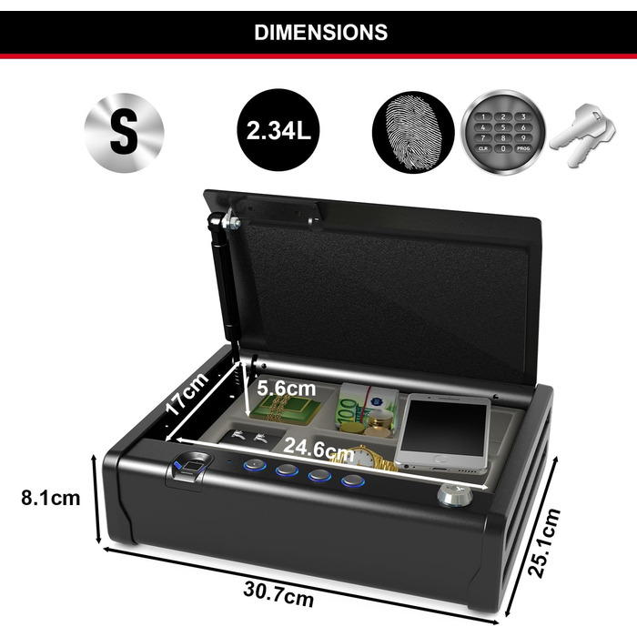 MASTER LOCK Сейф портативний з кодовим замком та кабелем P008EML - для електроніки, документів, грошей (біометрія, ключ, комбінація)