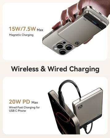 Power Bank Kuulaa Ultra Slim Magsafe 10000mAh з USB-C 20W PD, бездротова зарядка для iPhone 16/15/14/13/12