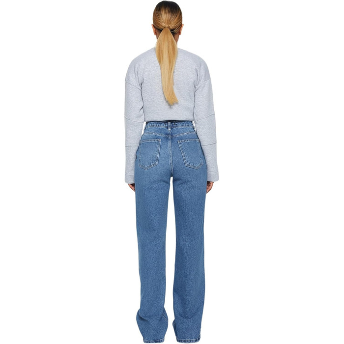 Джинси жіночі Trendyol з широкими штанинами та високою талією, блакитні