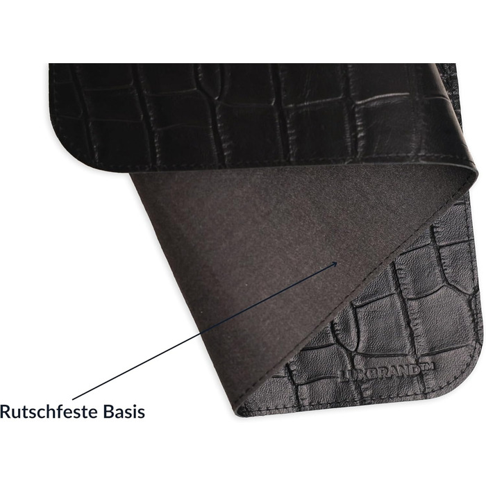 Підкладка для столу зі шкіри, 2 шт. XXL, з ковриком для миші, чорна, з натуральної шкіри кокосового горіха