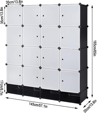 WOLTU Wardrobe/Cloakroom Cabinet with Shelf System/Bookcase/Shoe Rack with 2 Clothes Rails SR0090sw