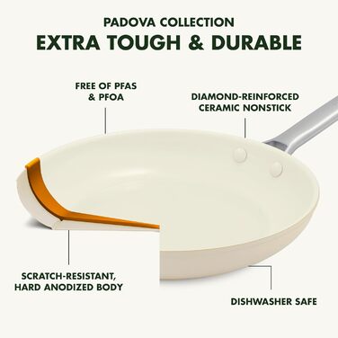 Набір посуду GreenPan Padova з антипригарним покриттям Hartelox, 17 предметів, без PFAS, індукція, безпечний для здоров'я, Taupe