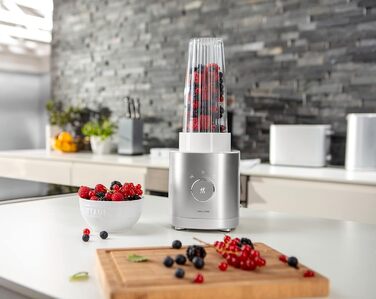 Блендер ZWILLING Enfinigy, с нержавіючою сталевою кришкою та потужним 600-ватним мотором, срібний