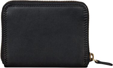 Benthill Wallet Women's Small Genuine Leather | Wallet with RFID Protection | Slim Flat Card Holder with Zipper & 6 Card Slots, Color: Black
