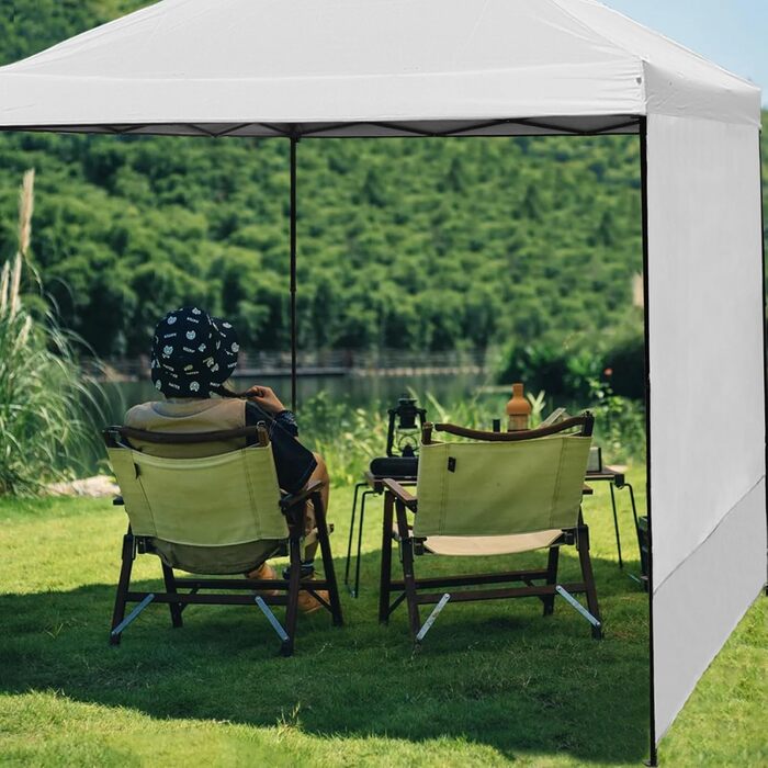 2 Baldachin Side Walls, Tent Side Wall for 3x3m Pop-Up Baldachin, Waterproof with Silver Coating for 3M Straight Leg, Outdoor Pavilions, Instant Awnings, White Side Wall Only