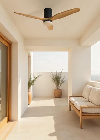 Вентилятор стельовий Windcalm M з дистанційним керуванням, ABS-пластик, 40W, Ø132cm, таймер, DC-двигун, літньо-зимовий режим, з підсвічуванням, колір 