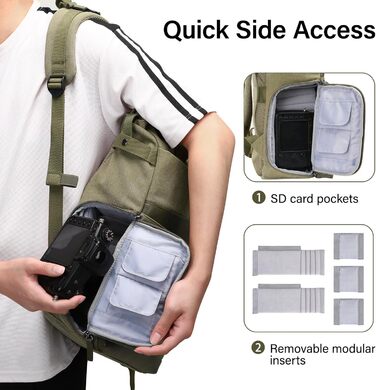MOSISO Рюкзак для камери, DSLR/SLR/беззеркальна камера, відділення для штатива та 15-16 дюймовий ноутбук, ручка з PU, фоторюкзак з канвасу, сумісний з Canon/Nikon/Sony, оливковий жовтий