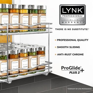 Висувна організація для спецій LYNK PROFESSIONAL® для шаф 26,4 см - Хромований висувний спецієвник для внутрішніх шаф, 2 рівні
