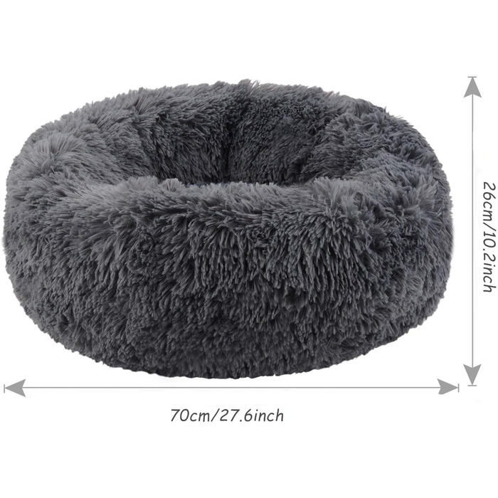 Кругле ліжко для собак та котів, м'яке плюшеве, 50 см, темно-сірий