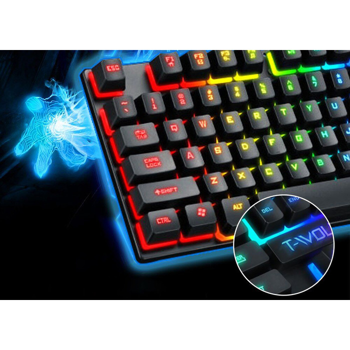 Мембранна підсвічена клавіатура T-WOLF TF20, USB, чорна