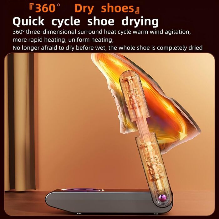 Сушарка для чобіт та рукавичок 2-в-1, німецька технологія гарячого повітря | Регульований на 180° стрижень та гнучкі насадки | Таймер та енергозберігаючий режим | Для робочих чобіт, спортивного та гірськолижного взуття (Чорний)