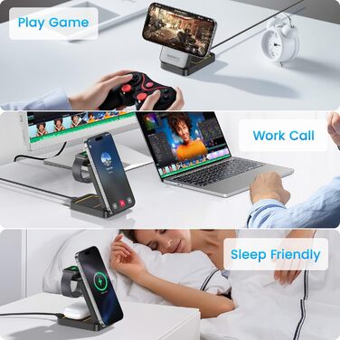 3-в-1 Зарядна станція для Apple Watch, iPhone та AirPods Pro (індукційна, бездротова)