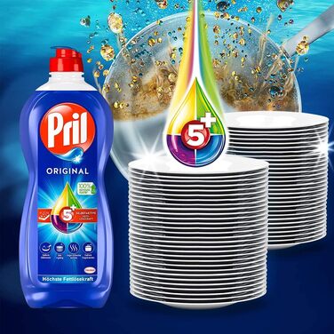 Засіб для миття посуду Pril 5 Plus Original, самоактивний розчинник жиру, 675 мл (набір 14 шт)