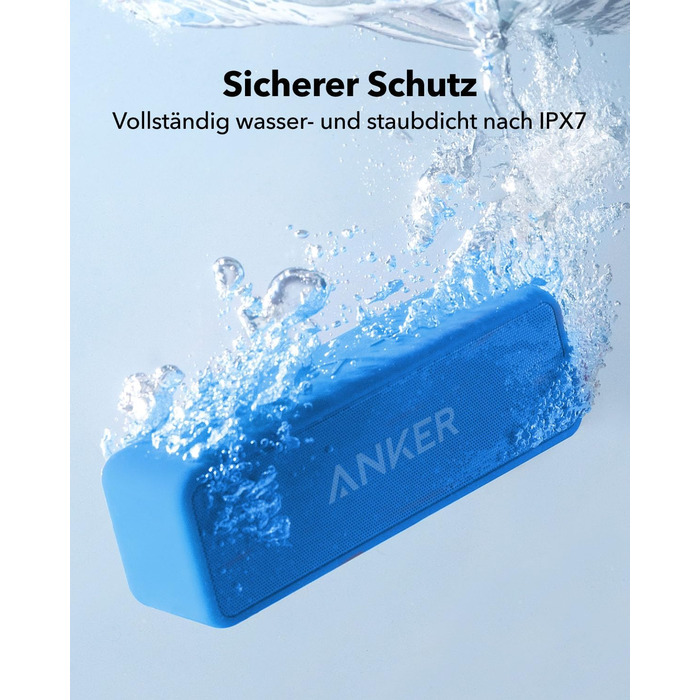 Портативна Bluetooth колонка Anker SoundCore 2, блакитна: потужний звук, глибокий бас, 24 год роботи, водонепроникність IPX7, сумісна з iPhone, Galaxy
