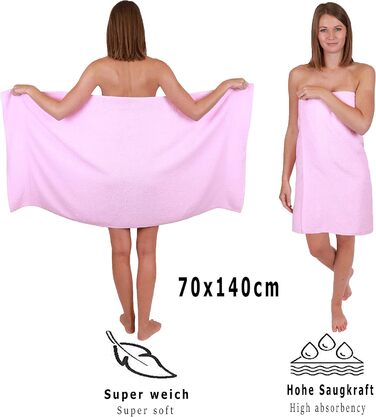 Betz 6-Piece Bath Towel Set, Shower Towel, Palermo Size 70x140 cm, 100% Cotton, Rosé Color