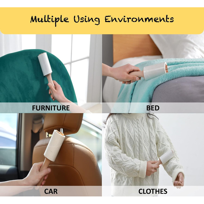 Extra sticky lint roller refill pack, including tear-off sheets, suitable for 0.2 standard size lint rollers with an inner diameter of 3.8 cm, works excellently on pet hair (8 pieces)