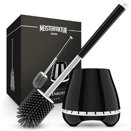 Щітка для унітазу Meister Faktur чорна - з дихаючою підставкою, антибактеріальна, для ефективного прибирання