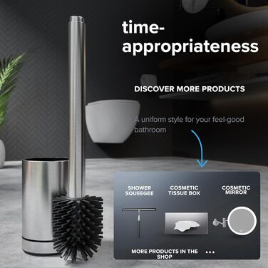 Набір для чищення унітазу Arosund Silber: щітка з силікону, вентиляція, сталь, з дозатором мийного засобу, знімний піддон, для дому