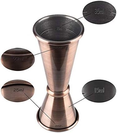 Boston Bar Set, 700 ml, Boston Cocktail Shaker, Bar Measuring Cup, Muddler, Bar Strainer, Food-Grade, Bar Set including Gift Box, Antique Copper