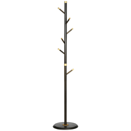 HOMCOM Coat Rack with 6 Hooks, Walnut Finish Metal Clothes Rack, Freestanding Coat Stand for Entryway, 36x36x180cm