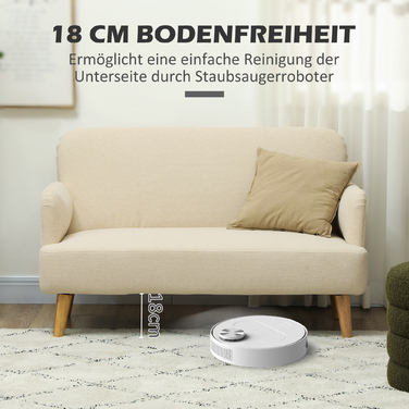 HOMCOM 2-Seater Sofa, Compact Design, Skin-Friendly Fabric, Up to 240 kg Capacity, 130x74x79 cm, Cream White