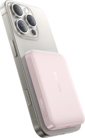 Power Bank Baseus 10000mAh з бездротовою зарядкою 15W, MagSafe, PD 22.5W, USB-C, білий (рожевий)