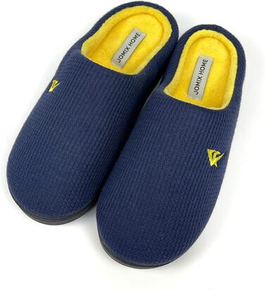 Тапочки халатні зимові JOMIX для чоловіків та жінок. Теплі, з піною пам'яті, зручні та неслизькі. Розмір 40 EU, колір: морський/жовтий