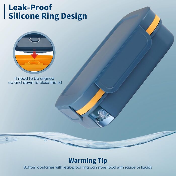 Ланчбокс для дорослих Sinnsally, 2000 мл, з відділеннями, Bento Box, з посудом, зелений