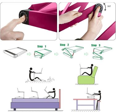 Підставка для ноутбука LifeBasis, складна, регульована, рожева, до 17 дюймів