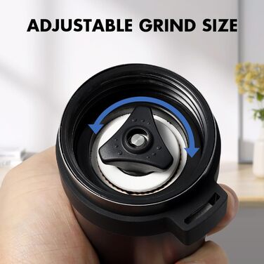 Vzaahu Кавомолка ручна, 6-ступенева, керамічний жорно, для дому, офісу, подорожей, срібна, чорна