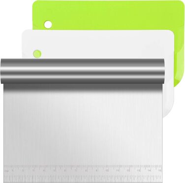 Набір карт для тіста Vicloon (3 шт.) з нержавіючої сталі, картки для розкачування тіста, скребки для тіста, для тортів, піци, хліба, кухонні аксесуари, сріблясті