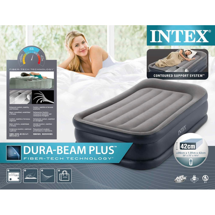 Надувний матрац Intex Twin Deluxe Fiber-Tech, 99 x 191 x 42 см (64132.)