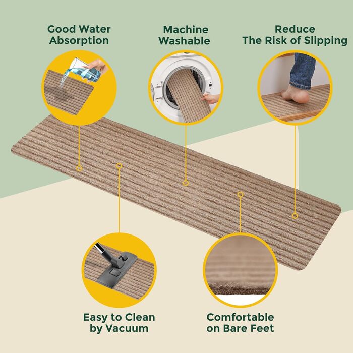 Набори сходинкових килимків MBIGM 15 шт. Самоклеючі килимки на сходи для безпеки дітей, літніх людей та домашніх тварин, (Верблюжий, 20 см X 65 см)