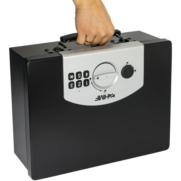 Сейф для документів HMF 1006-02 з електронним замком | 32,5 x 25,5 x 12,5 см | DIN A4 | Чорний