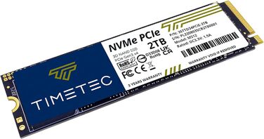 SSD Timetec 2TB NVMe PCIe Gen3x4 з DRAM Cache – Внутрішній SSD для ПК, 3.400/3.000 MB/s