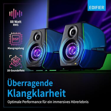 Edifier G2000 Bluetooth-колонки для геймінгу з RGB-підсвічуванням та 3 режимами звучання. Підключення: Bluetooth, USB (звукова карта), 3.5mm jack. (Чорний)