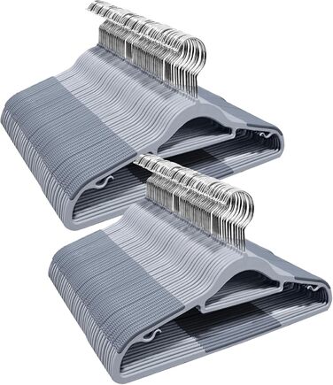 100 шт. Плечі для одягу з неслизьким покриттям, обертаються на 360°, товщина 0,5 см, довжина 42 см, сірий + сріблястий, APY03G