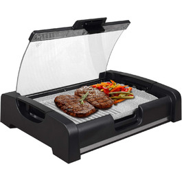 Syntrox Germany TG-1650W Electric Table Grill with Ceramic Plate - BBQ Grill with Glass Lid