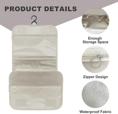 Чоловіча косметичка для подорожей з ручкою, кілька відділень для організації особистих речей (біла)