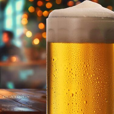 Набір пивних склянок PLATINUX Bierseidel 6 шт, 300 мл (макс. 350 мл), прозорі скляні кружки з ручкою для пива, 0.3л