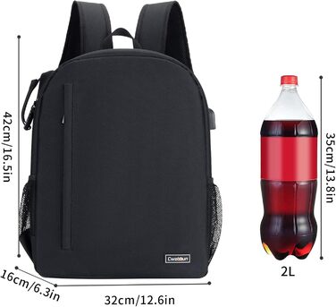 Водонепроникний рюкзак для камери Cwatcun: професійна сумка для фотоапарата, сумісна з Sony, Canon, Nikon, з відділенням для штатива (2.0, 3.0 л, чорний)